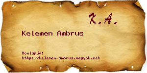 Kelemen Ambrus névjegykártya